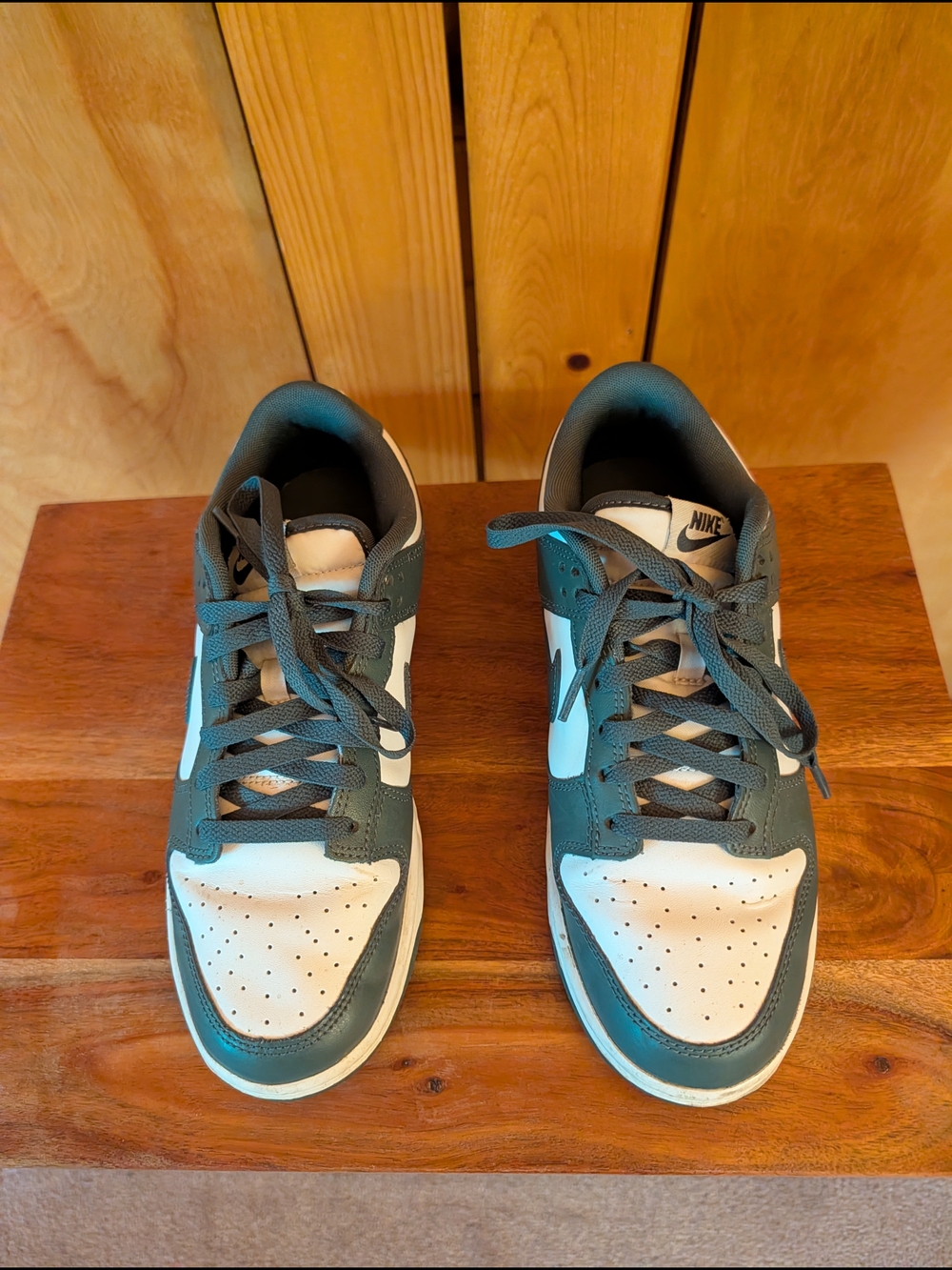 Nike Dunk Low-Top Sneakers in White and Green